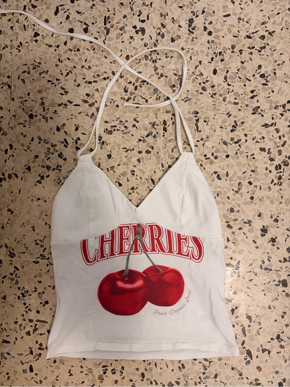 wild fable White Crop Halter Top with Graphic Detail